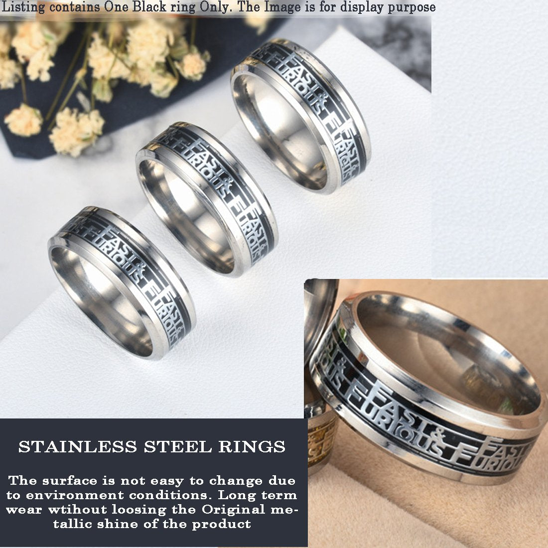 Yellow Chimes Famous 'Fast and Furious' Signet Unique Carbon Fiber Titanium Steel Never Fading Ring for Men and Boys