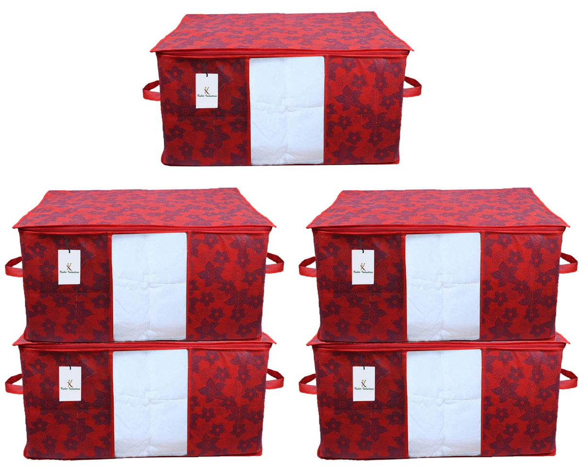 Kuber Industries Underbed Storage Bag, Storage Organiser, Blanket Cover Set of 5 - Maroon, CTKUBM29