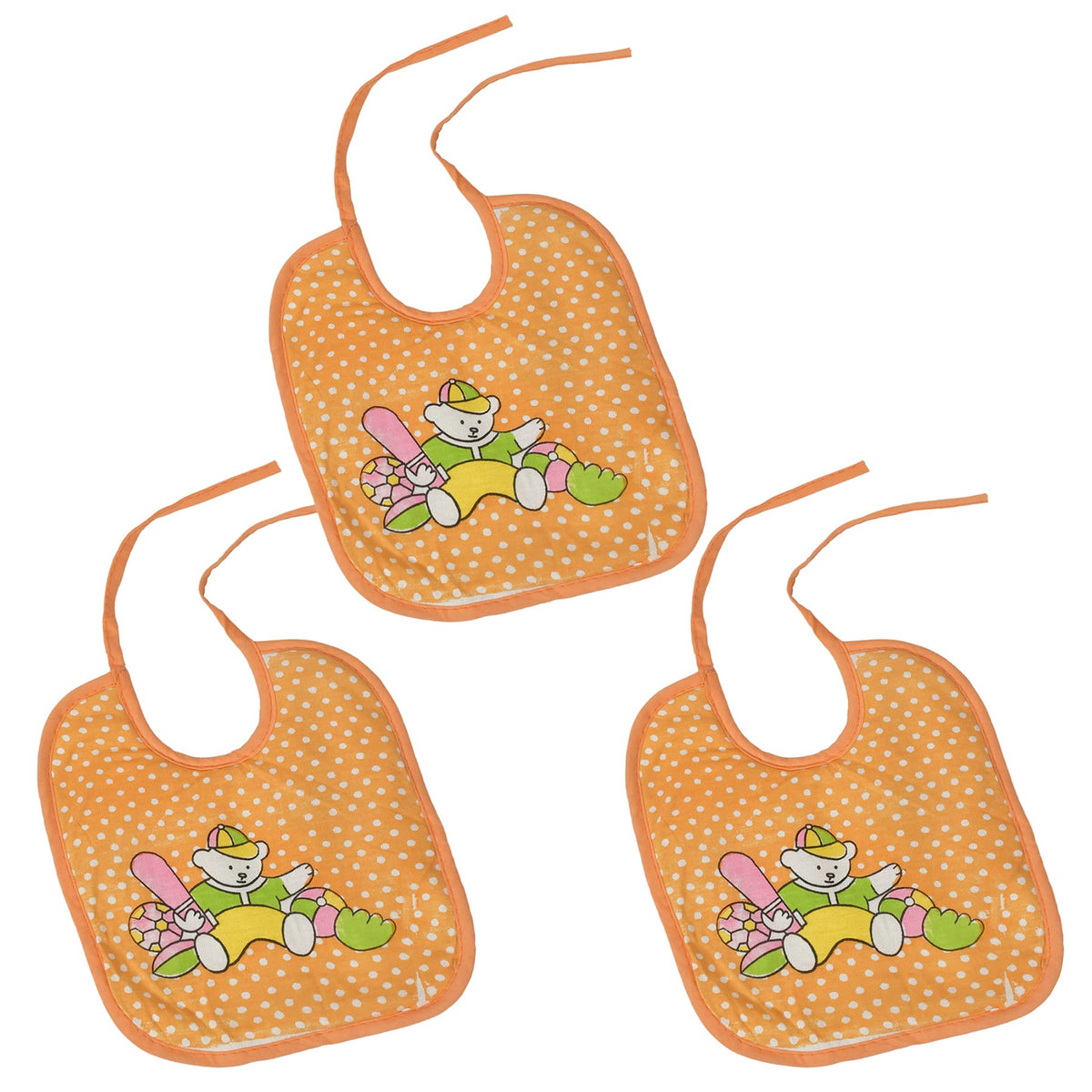 Kuber Industries Unisex Baby Cotton Super Bib, Baby Bib, Washable, Stain And Odor Resistant-Pack of 3 (Orange)-HS43KUBMART25522