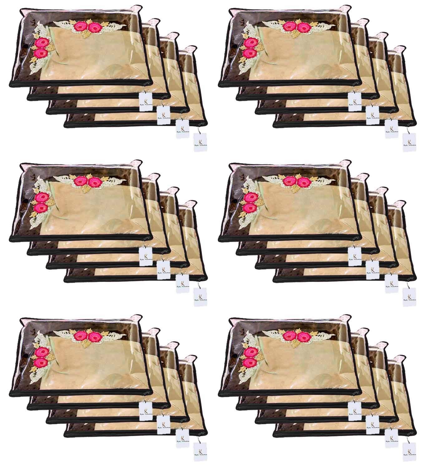 Kuber Industries Non Woven Single Packing Saree Cover 24 pcs Set (Black)