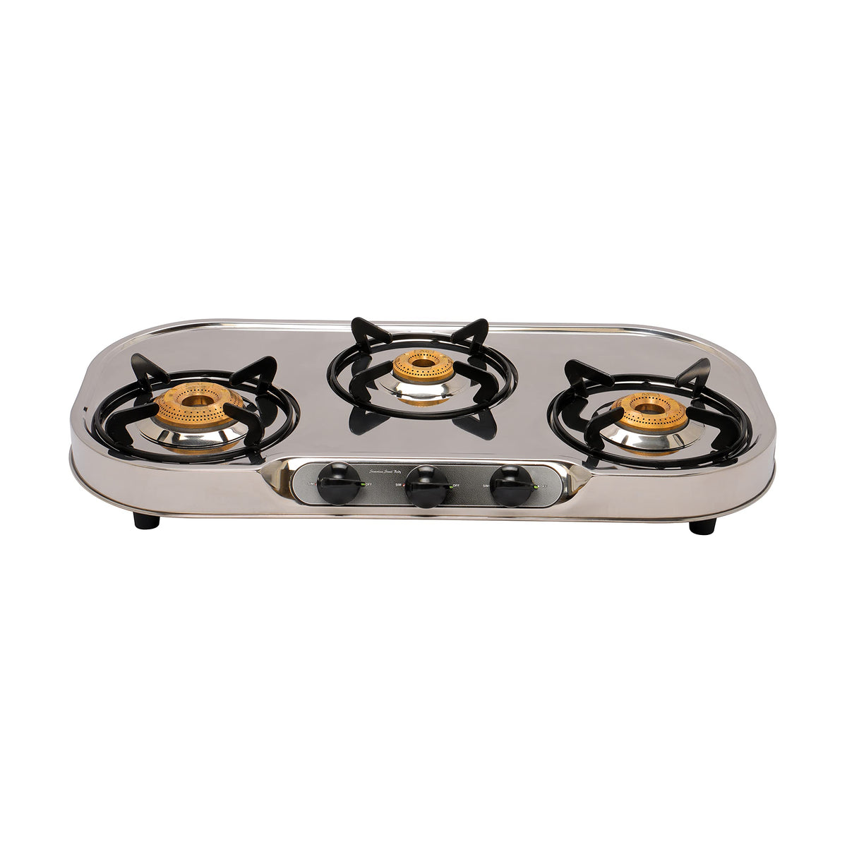 Surya Flame Costa Gas Stove 3 Burners | Stainless Steel Body | Manual LPG Stove | Sleek Design With Anti Skid Legs - 2 Years Complete Doorstep Warranty(Pack of 2)
