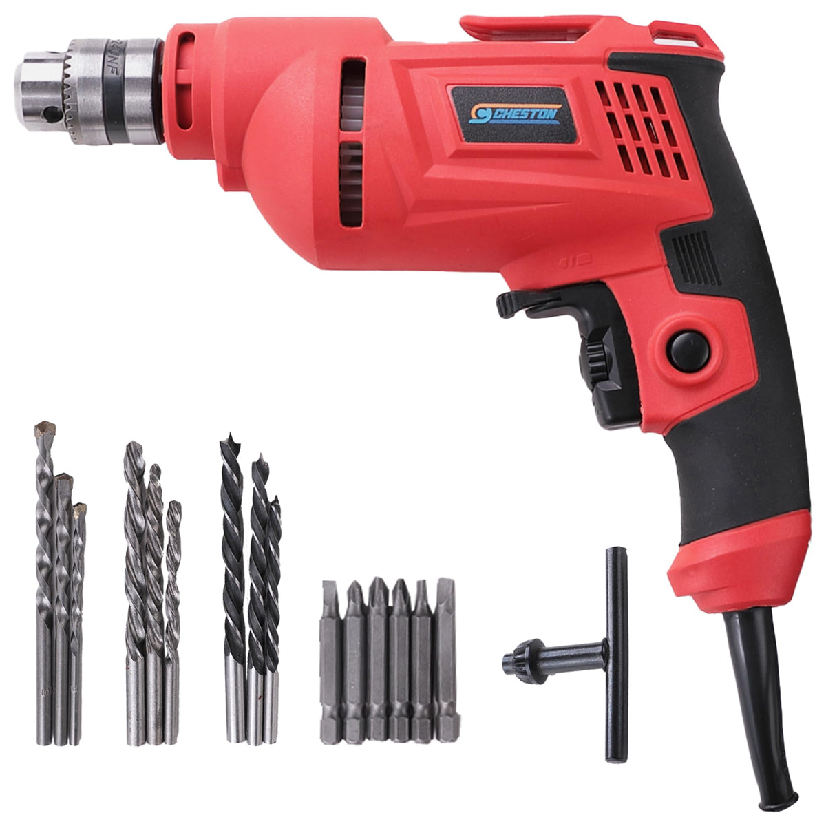 Cheston 10mm Drill Machine for Home Use | 750W 10mm Chuck 2200RPM Variable Speed | Reversible Drill Kit |Drill Kit Set with Accessories 3 Wall Bit, 3 Wood Bit, 3 Metal Bits + 6 Drill Bit Set Included