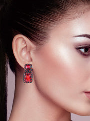 Yellow Chimes Crystal Drop Earrings for Women Red Crystal Square Drop Earrings for Women and Girls.