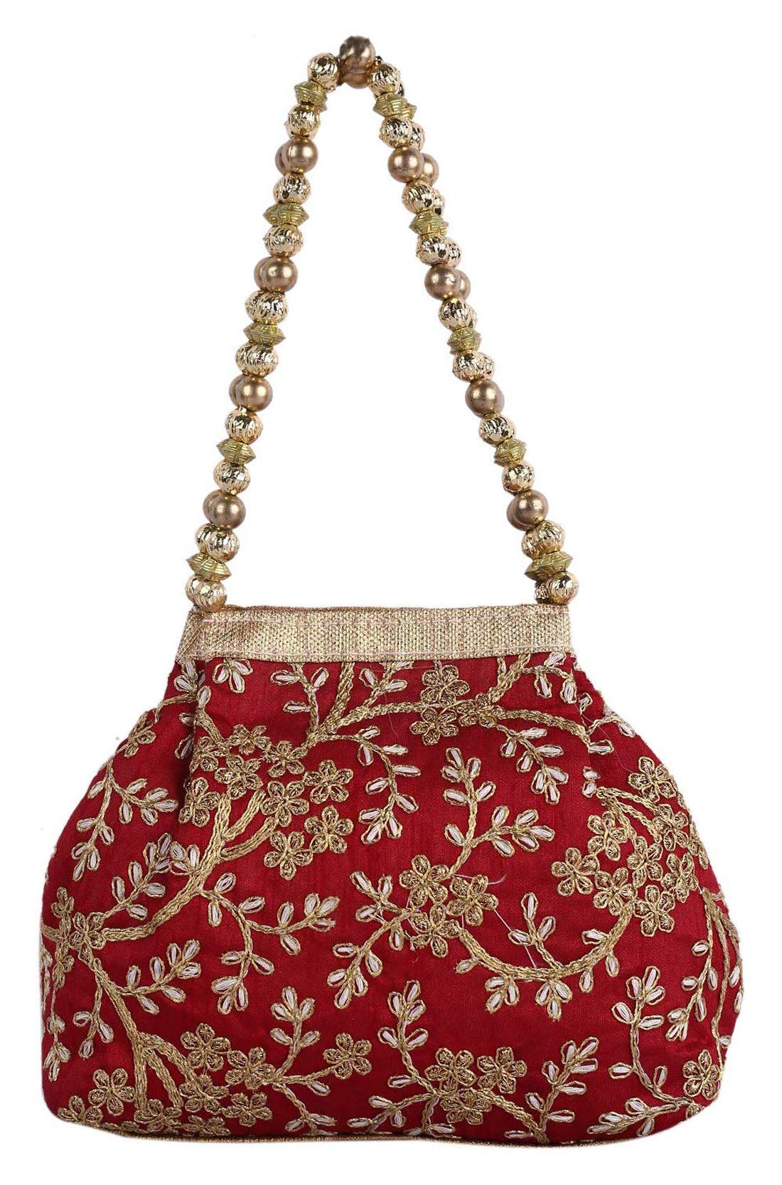 Kuber Industries Polyester Embroidered Woman Potli Bag, Maroon - CTKTC31386