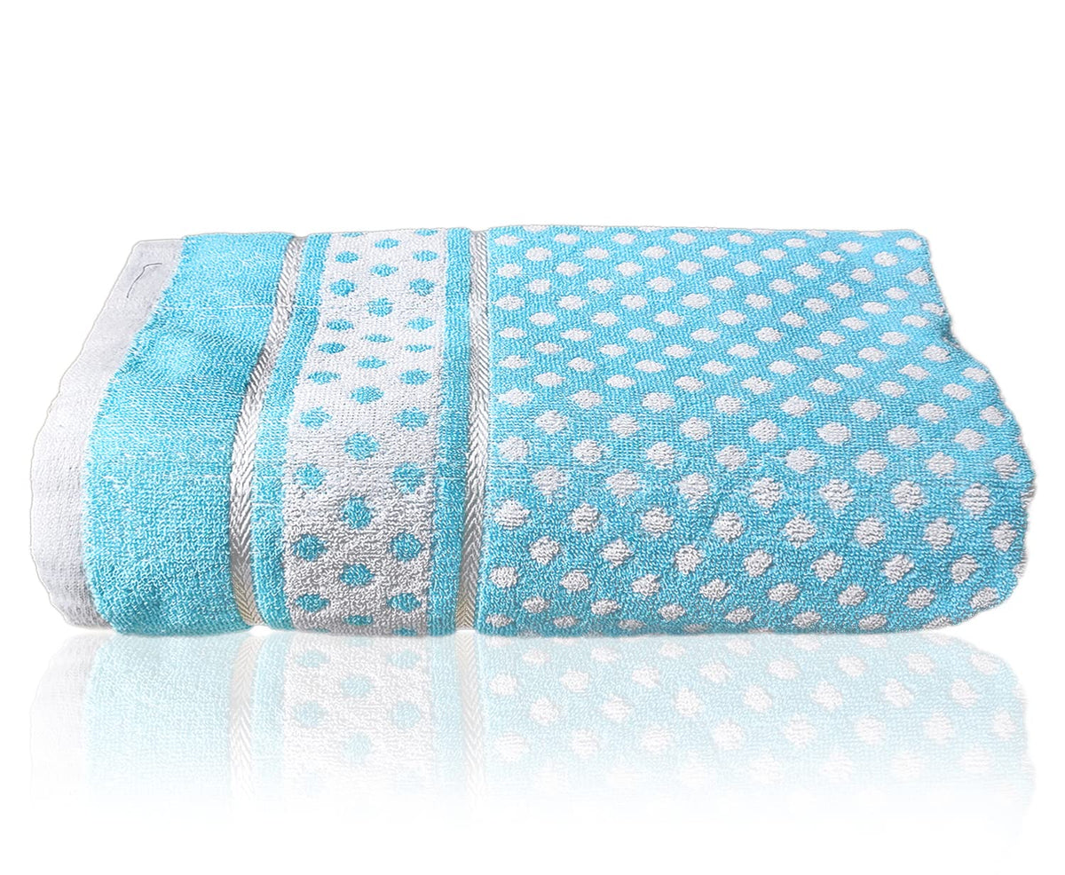 Heart Home Multiuses Dot Printed Soft Cotton Bath Towel, 30"x60"(Sky Blue)