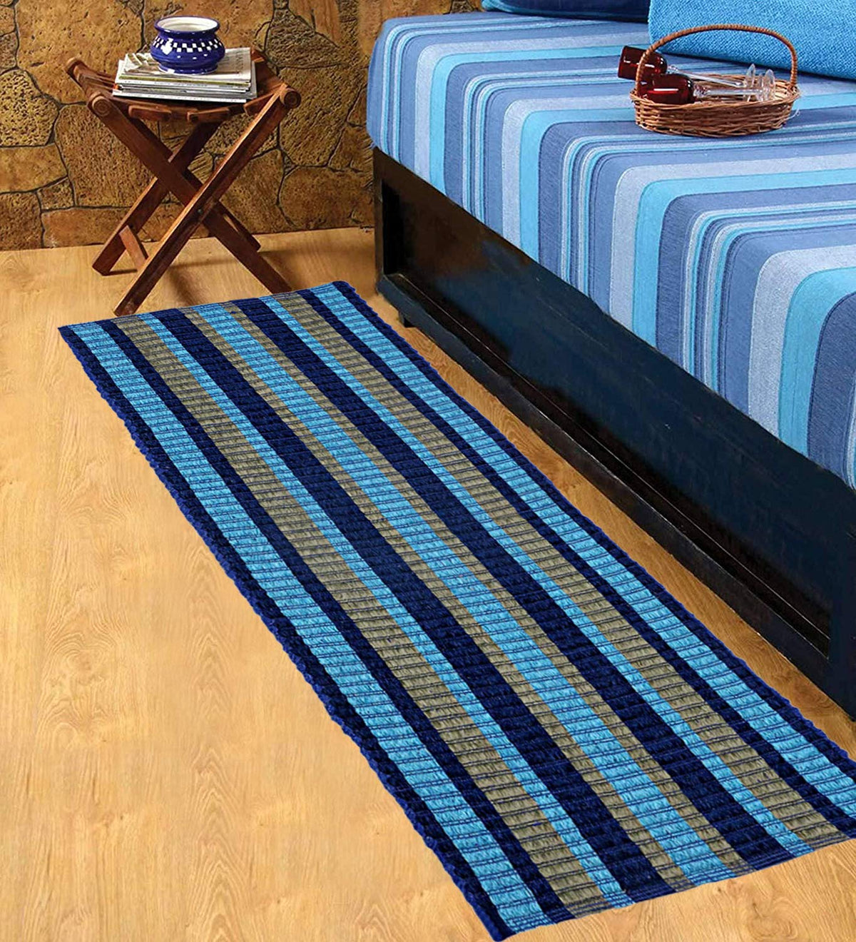 Kuber Industries Rug (Blue, Cotton, Standard)