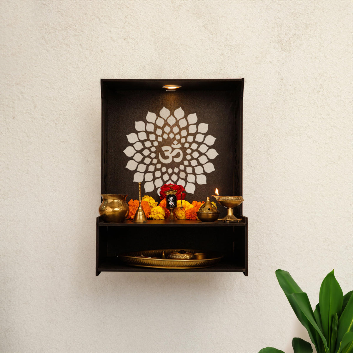 Homestic Pooja Mandir | Pooja Stand for Home | Temple for Home and Office | Wall Mounted Home Temple | Pooja Mandir Stand for Home | OM Temple | Weinge