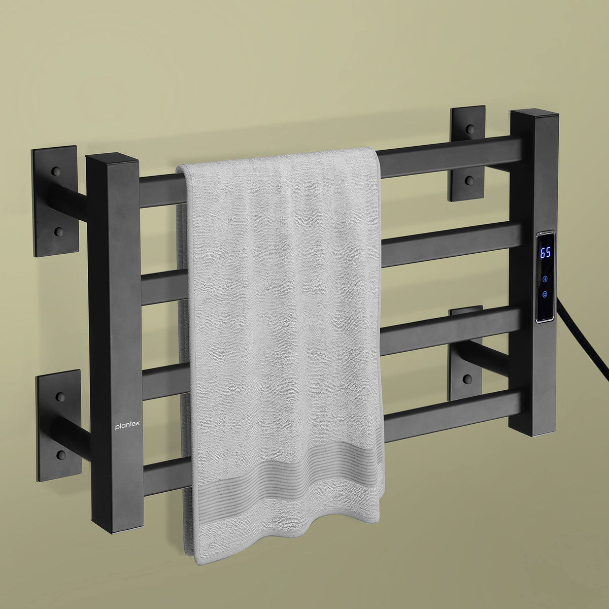 Plantex Aluminium Shock-Free Heating Towel Rack/Towel Bar/Towel Stand/Hanger/Towel Warmer Machine for Bathroom Accessories(Rich-Black)