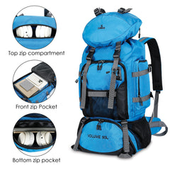 THE CLOWNFISH Summit Seeker 90 Litres Polyester Travel Backpack for Mountaineering Outdoor Sport Camp Hiking Trekking Bag Camping Rucksack Bagpack Bags (Sky Blue)