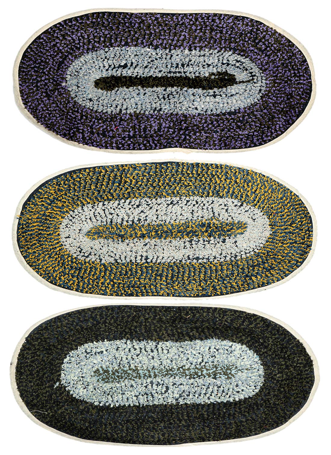 Kuber Industries CTKTC32487 Oval Design Soft Cotton Door Mat (Multicolour, Standard) -3 Pieces