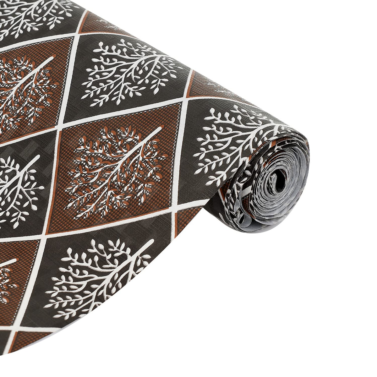 Kuber Industries Leaf Printed Shelf Liners for Kitchen Shelves,cupboards,Wardrobe,Drawer, 10 Mtr (Brown & Black)