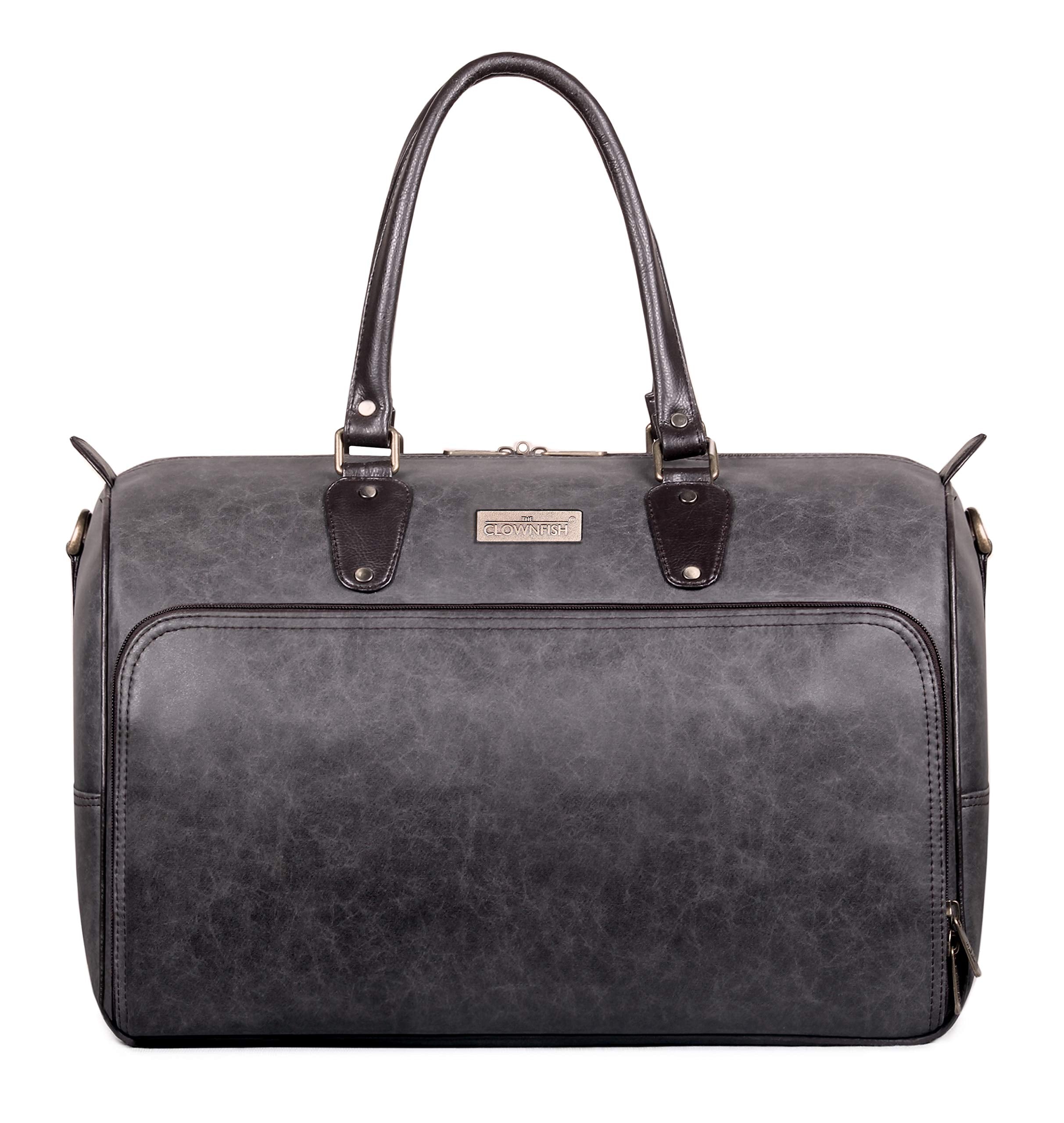 The Clownfish Faux Leather 25 Cms Duffle Bag(TCFDBFL-RSGRY_ Grey)