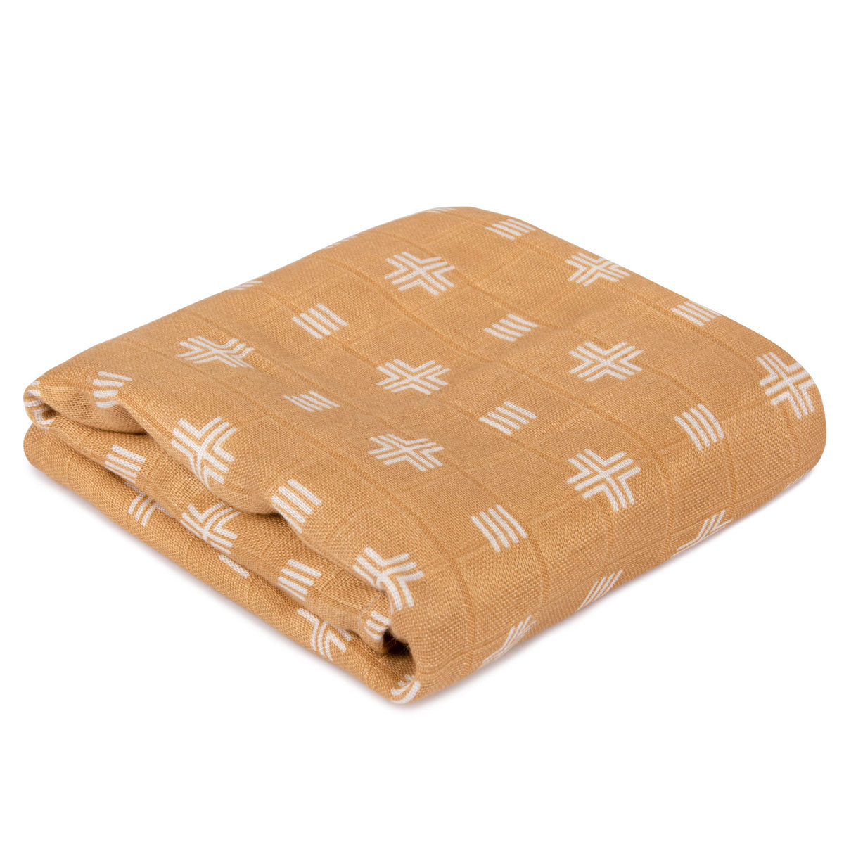 Mush 100% Bamboo Swaddle : Ultra Soft, Breathable, Thermoregulating, Absorbent, Light Weight and Multipurpose Bamboo Wrapper/Baby Bath Towel/Blanket (1, Geo Mustard)