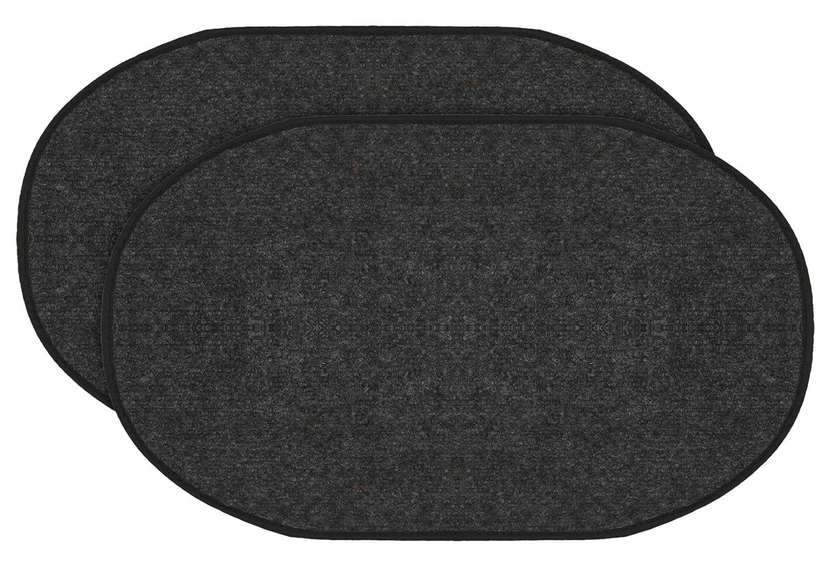 Kuber Industries Oval Shape Durable Microfiber Door Mat Heavy Duty Doormat Indoor Outdoor Easy Clean Waterproof Low-Profile Mats for Entry Patio Garage (Set of 2 14'' x 23'' Grey)-KUBMART12081