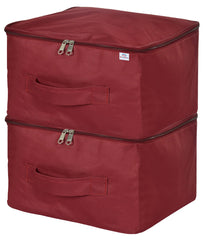 Heart Home Small Size Multi-Purpose Storage Bag/Wardrobe Organizer- Pack of 2 (Maroon)-HS_38_HEARTH21323
