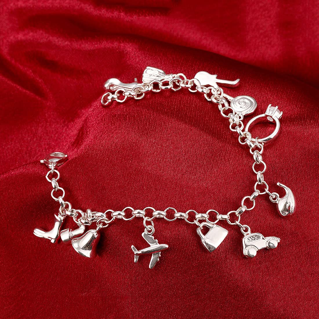 Pink Hearts Silver Charm Bracelet for Women and Girls – Capital Charms
