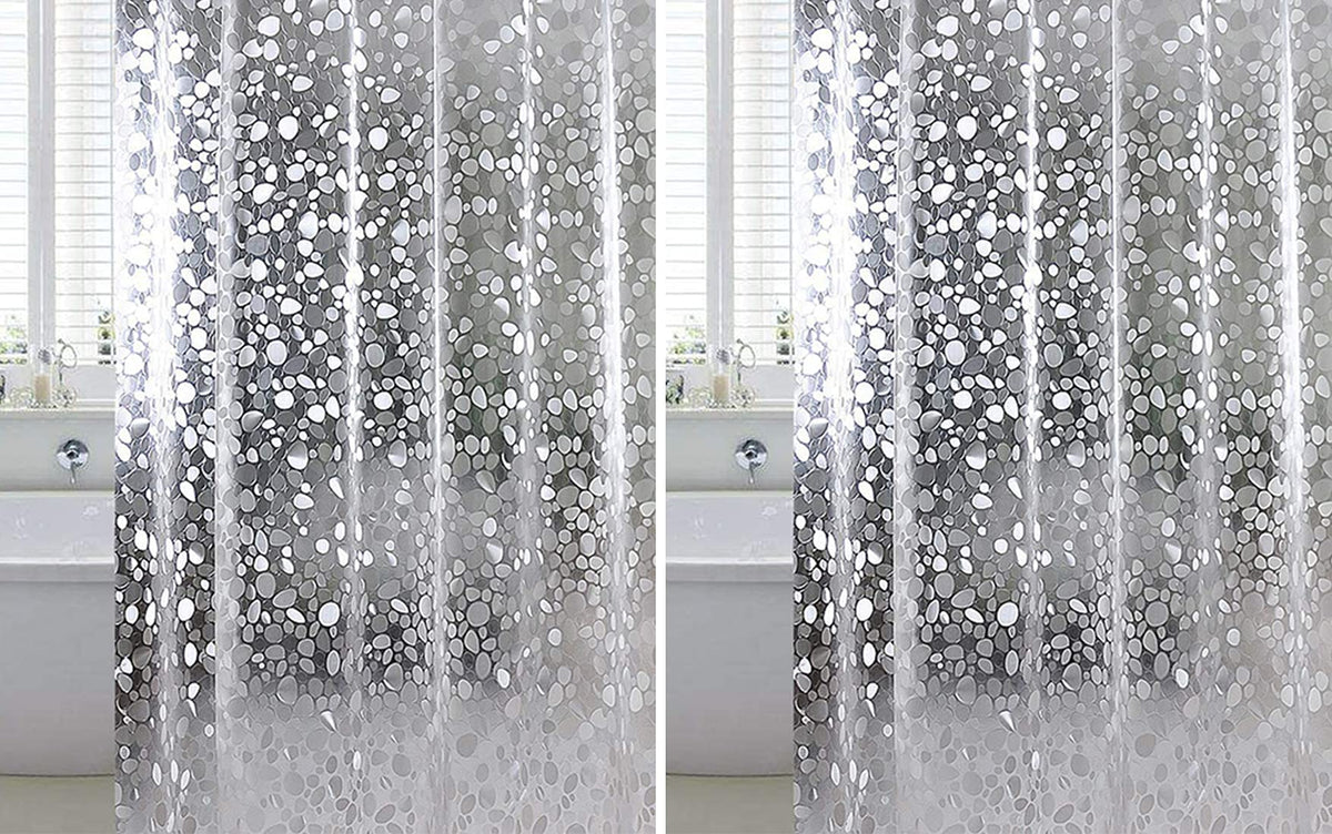 Kuber Industries 0.20mm 3D PVC AC Shower Curtain with Eyelets,8 Feet- Pack of 2 (Transparent)-HS_38_KUBMART21308