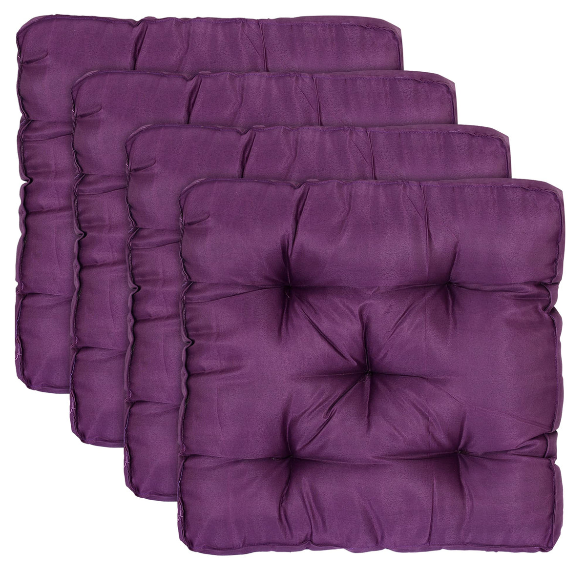 Kuber Industries Microfiber Square Chair Pad Seat Cushion for Car Pad, Office Chair, Indoor/Outdoor, Dining Living Room, Kitchen-Pack of 4, 18 * 18 Inch (Purple)