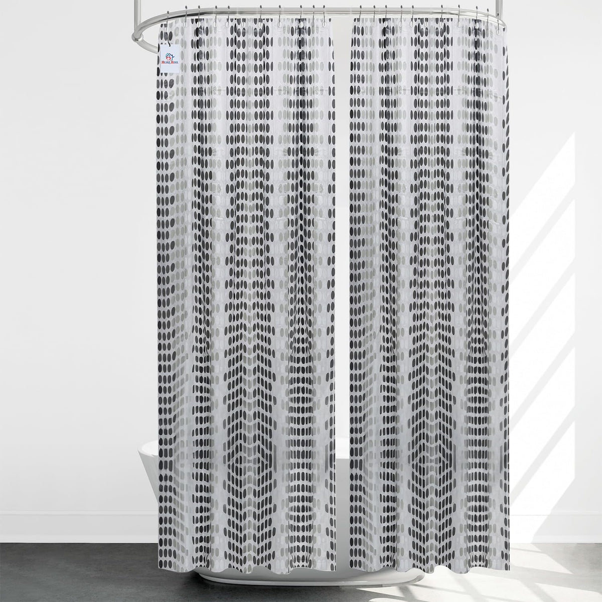 Heart Home Shower Curtain | Twilight Design PEVA Curtain for Bathroom | Shower Curtain for Bathroom | Bathroom Shower Curtain with Hooks | 6 Feet | Pack of 2 | Black