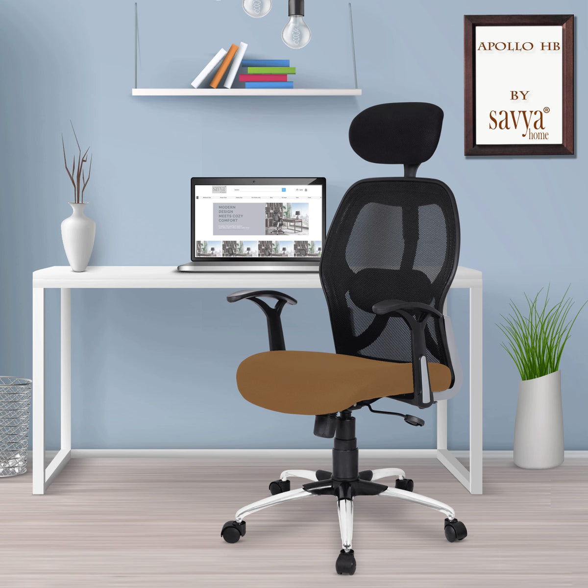 SAVYA HOME Apollo High Back Ergonomic Office, Work from Home Chair with 2D Lumbar Support, Steel Base, Tiltlock Mechanism (Ergonomic Meshback, Blue, Qty-1)