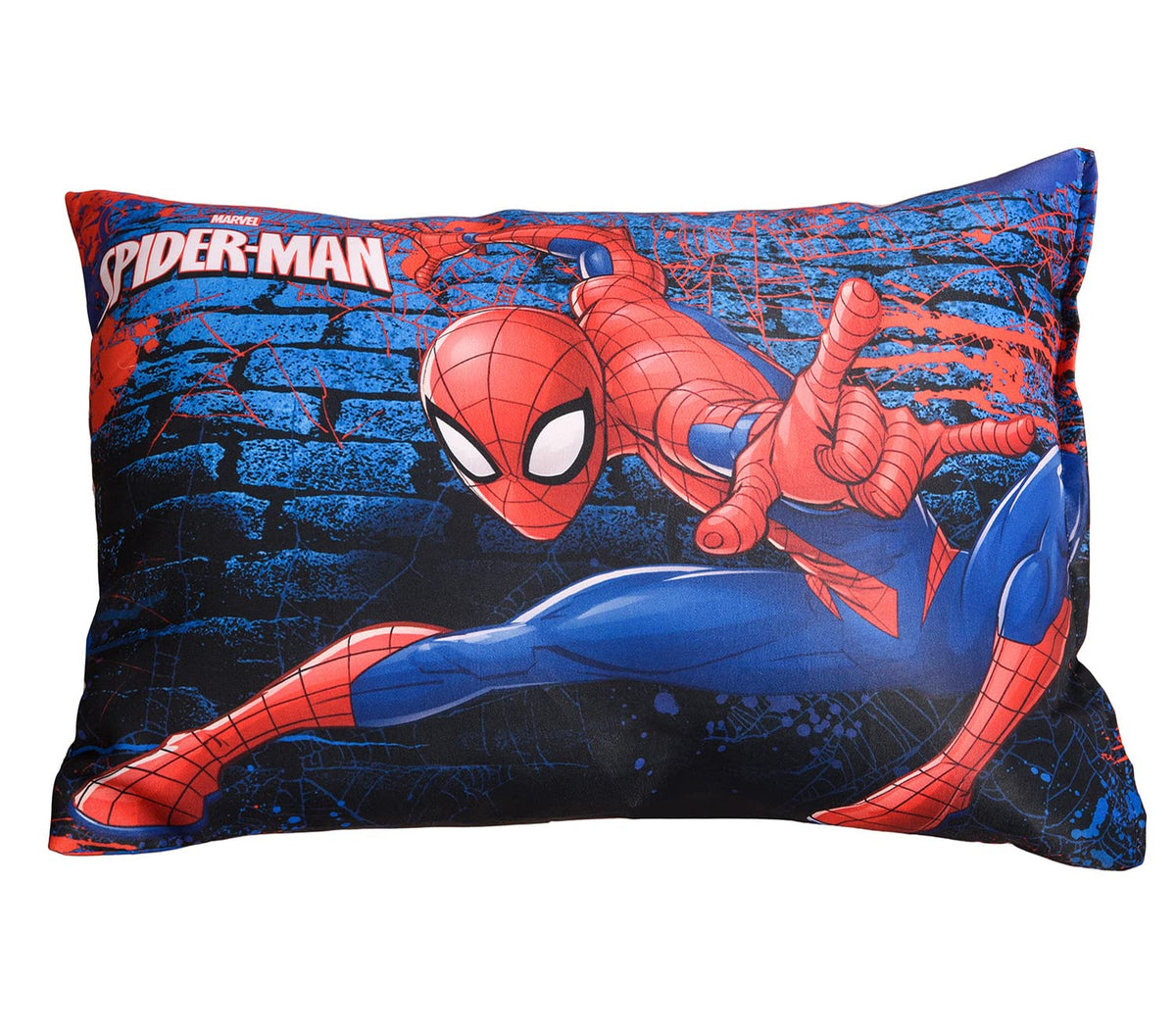 Kuber Industries Marvel Spiderman Print Baby Pillow|Polyester Super Soft Kids Pillow for Sleeping & Travel,12 x 18 Inch,(Navy Blue)