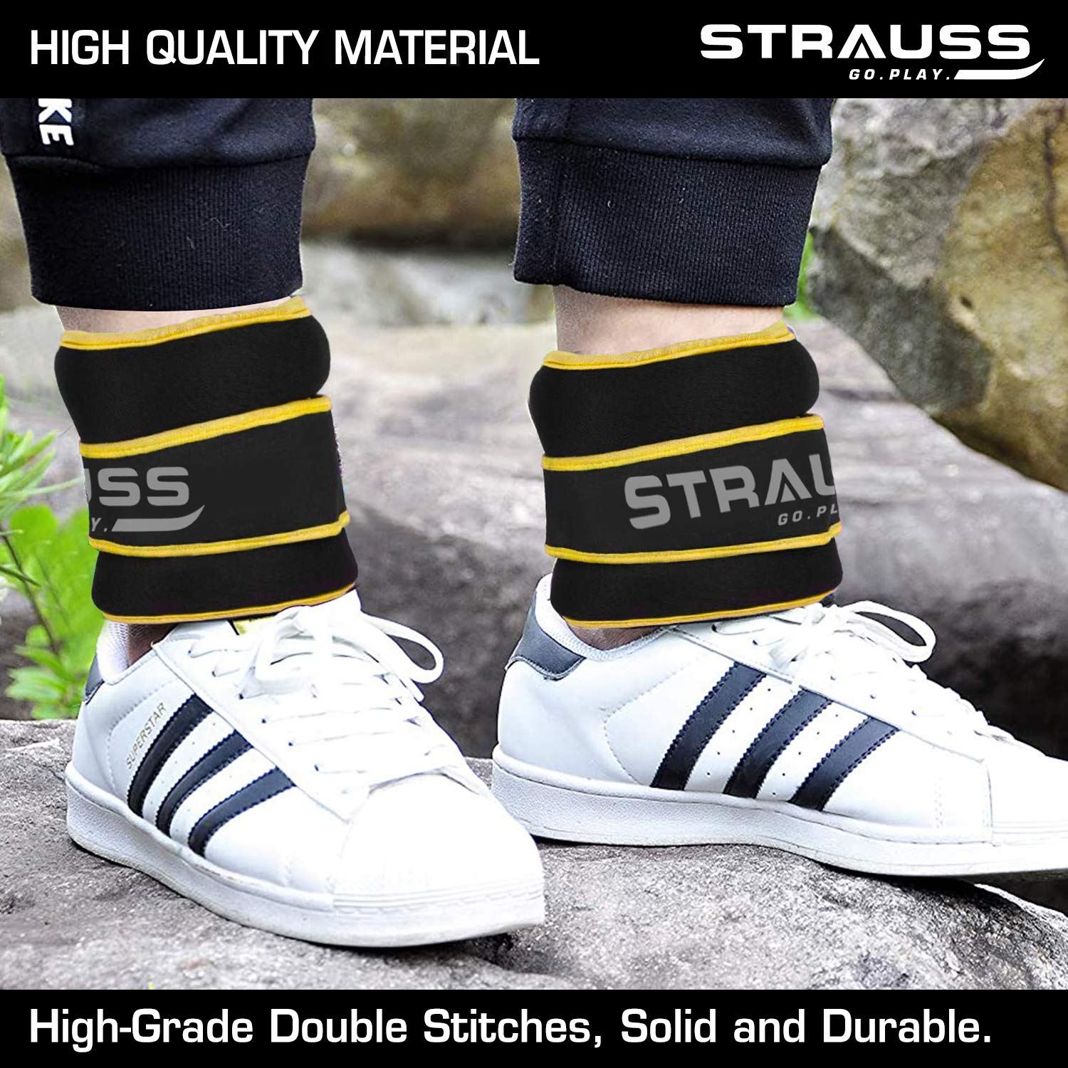 Strauss Round Shape Ankle Weight, 1.5 Kg (Each), Pair, (Yellow)