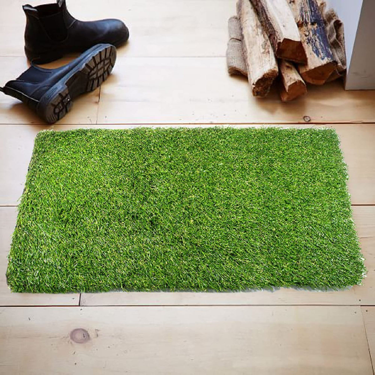 Kuber Industries PVC 45 MM Artificial Grass Door Mat - 24"x 15.2", Green (VAGRASS0507_1)