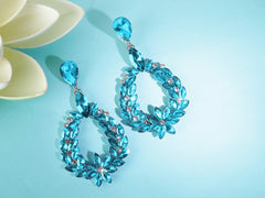 Yellow Chimes Elegant Sparkling Blue Crystal Crystal Drop Earrings for Women and Girls