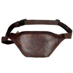 The Clownfish Annex Faux Leather Waist Bag Travel Pouch with Adjustable Strap (Dark Brown)