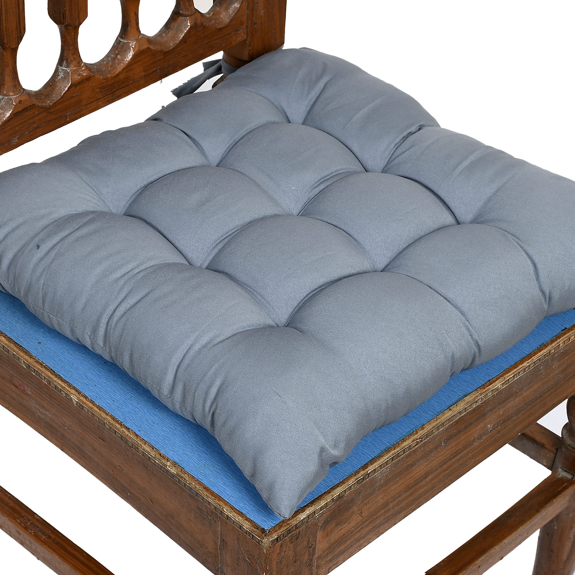 Heart Home Microfiber Square Chair Pad Seat Cushion for Car Pad, Office Chair, Indoor/Outdoor, Dining Living Room, Kitchen with Ties-Pack of 2, 18