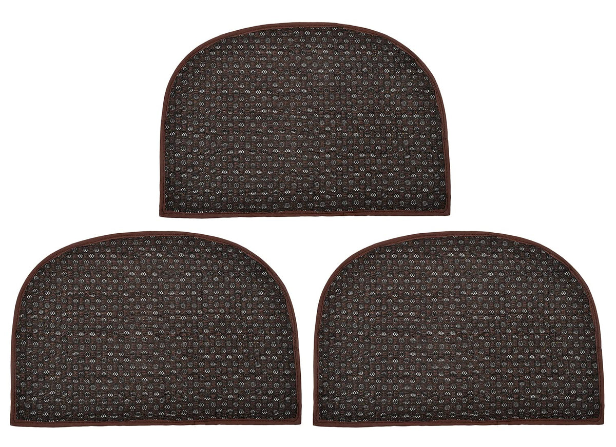 Heart Home D Shape Anti-Slip Durable Rubber Door Mat, Welcome Mat for Entryway,Patio,Garage, Outdoor, 21"x14"- Pack of 3 (Brown)-47HH01297