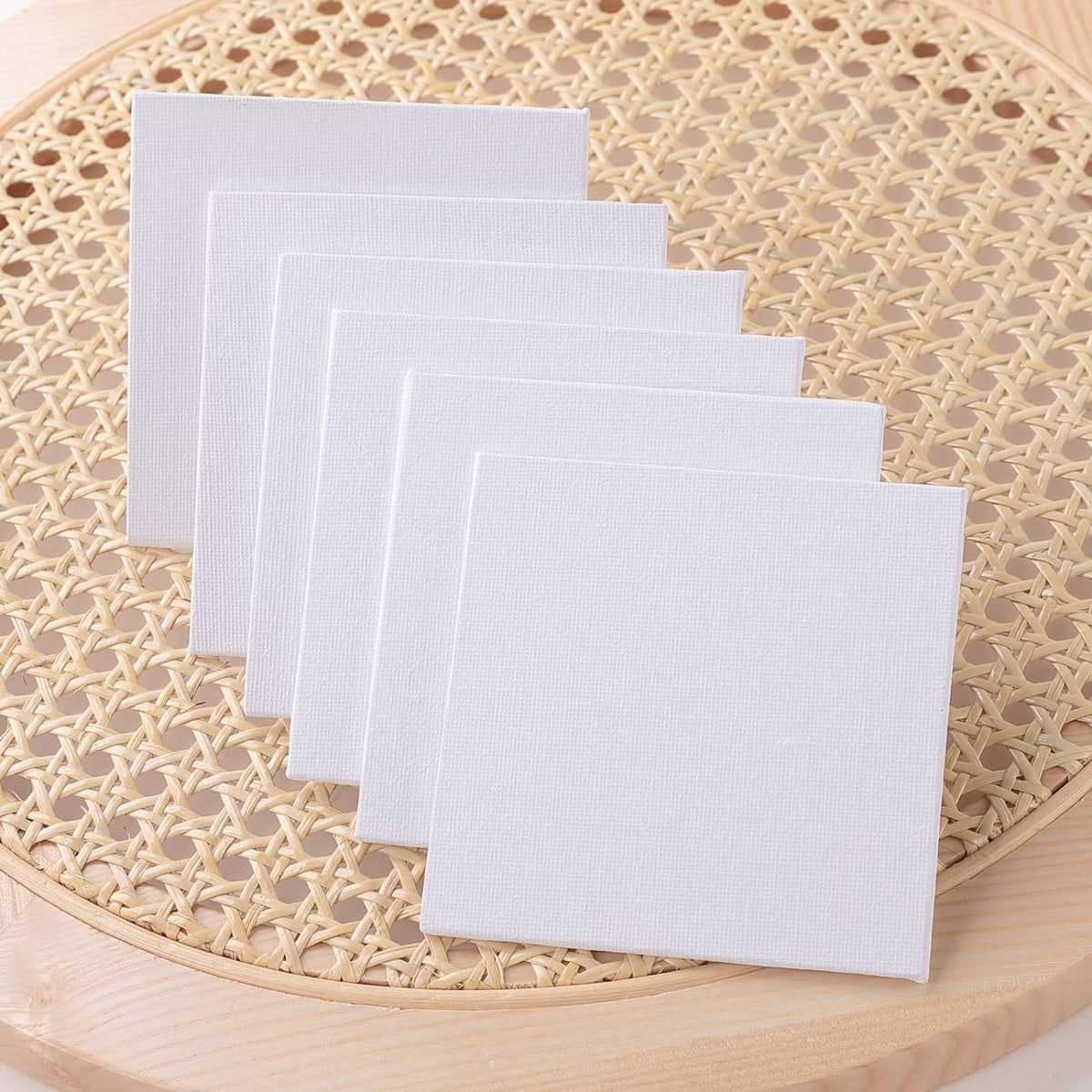 Homestic Blank Cotton Canvas Boards for Painting 10x10 CM Pack of 6 (White)