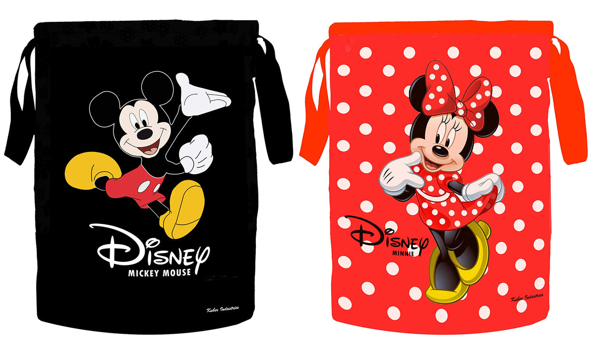 Kuber Industries Disney Print 2 Pieces Waterproof Canvas Laundry Bag, Toy Storage, Laundry Basket Organizer 45 L (Black & Red) CTKTC045426