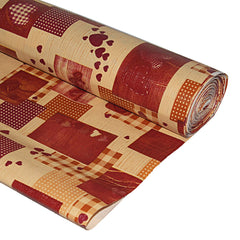 Kuber Industries Heart Design PVC Wardrobe Kitchen Drawer Shelf Mat - Cream and Red, 10M Roll