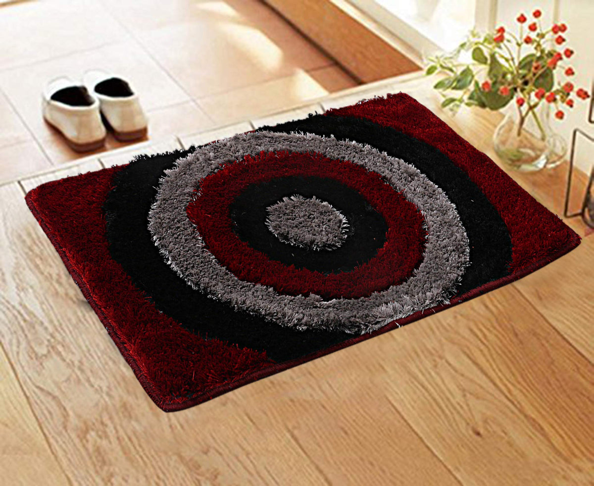 Kuber Industries Cotton Blend Door Mat - 16x24 Inches (Red, Maroon)