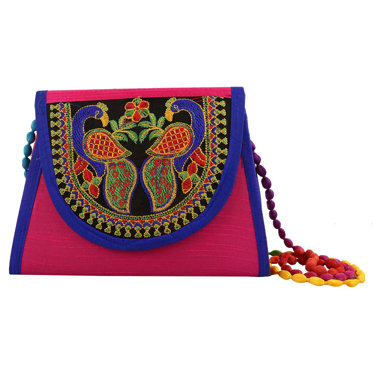 Heart Home Handcrafted Embroidery Women’s Sling Bag (Pink) - CTHH10583