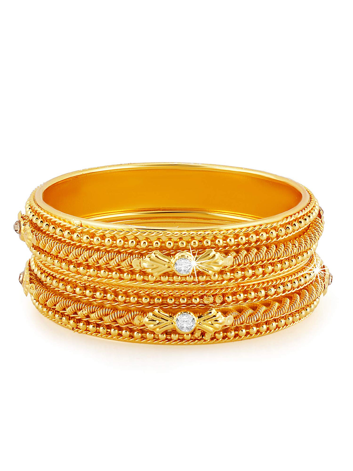 Yellow Chimes Classic Look 2 Pcs Bangle Set Gold Plated Traditional Ethnic Bangles for Women and Girls (2.8)
