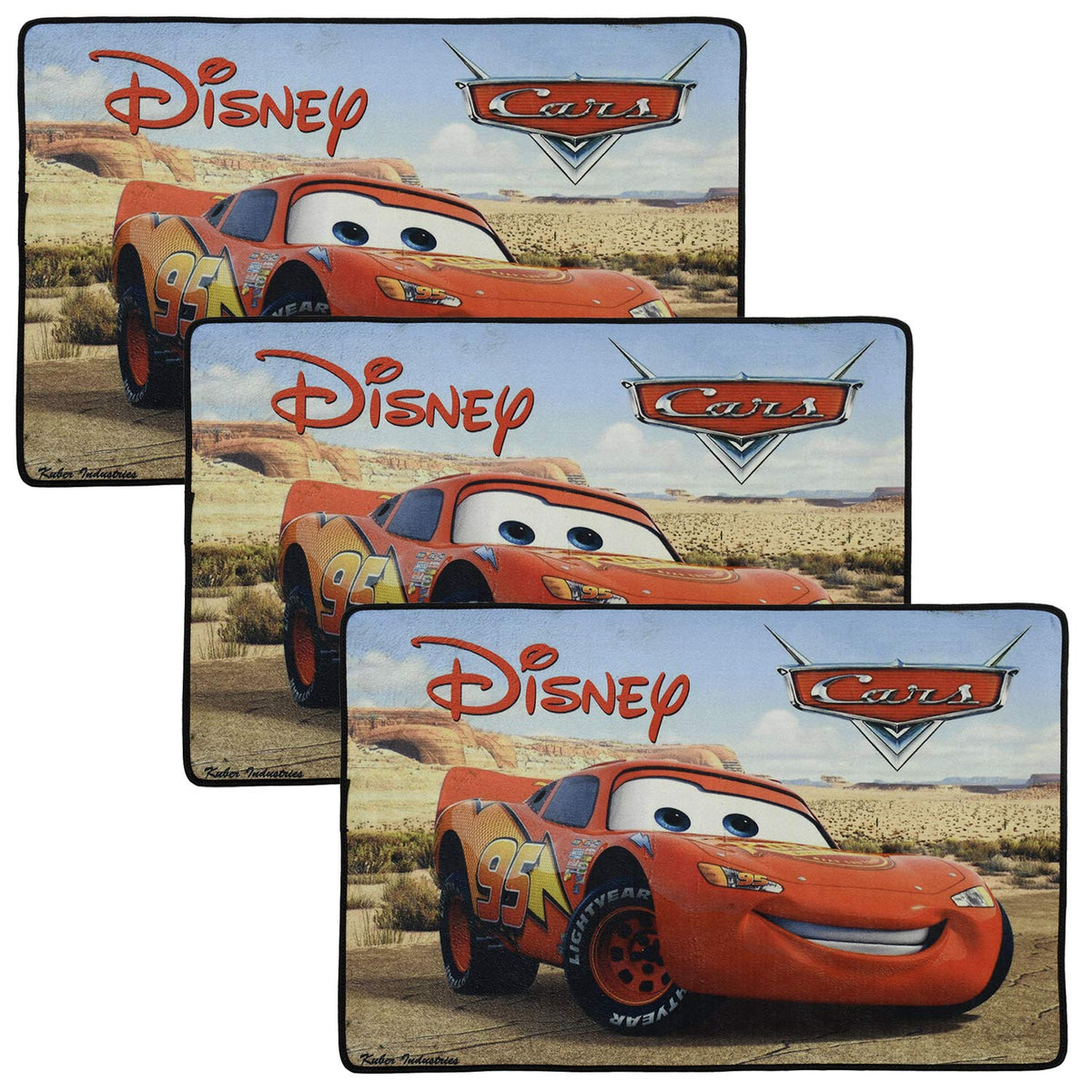 Kuber Industries Disney Cars 3 Pieces Anti-Slip Door Mat 23"x15" (Brown) - CTKTC46052