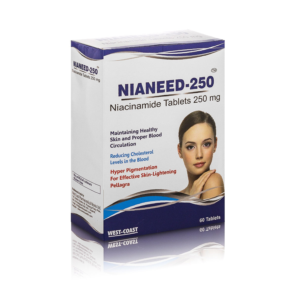 Healthvit Nianeed-250 Niacinamide 250mg | For Nutritional Support | Maintain Healthy Skin | Reduce Cholesterol Level | Vegan And Gluten Free | 60 Tablets