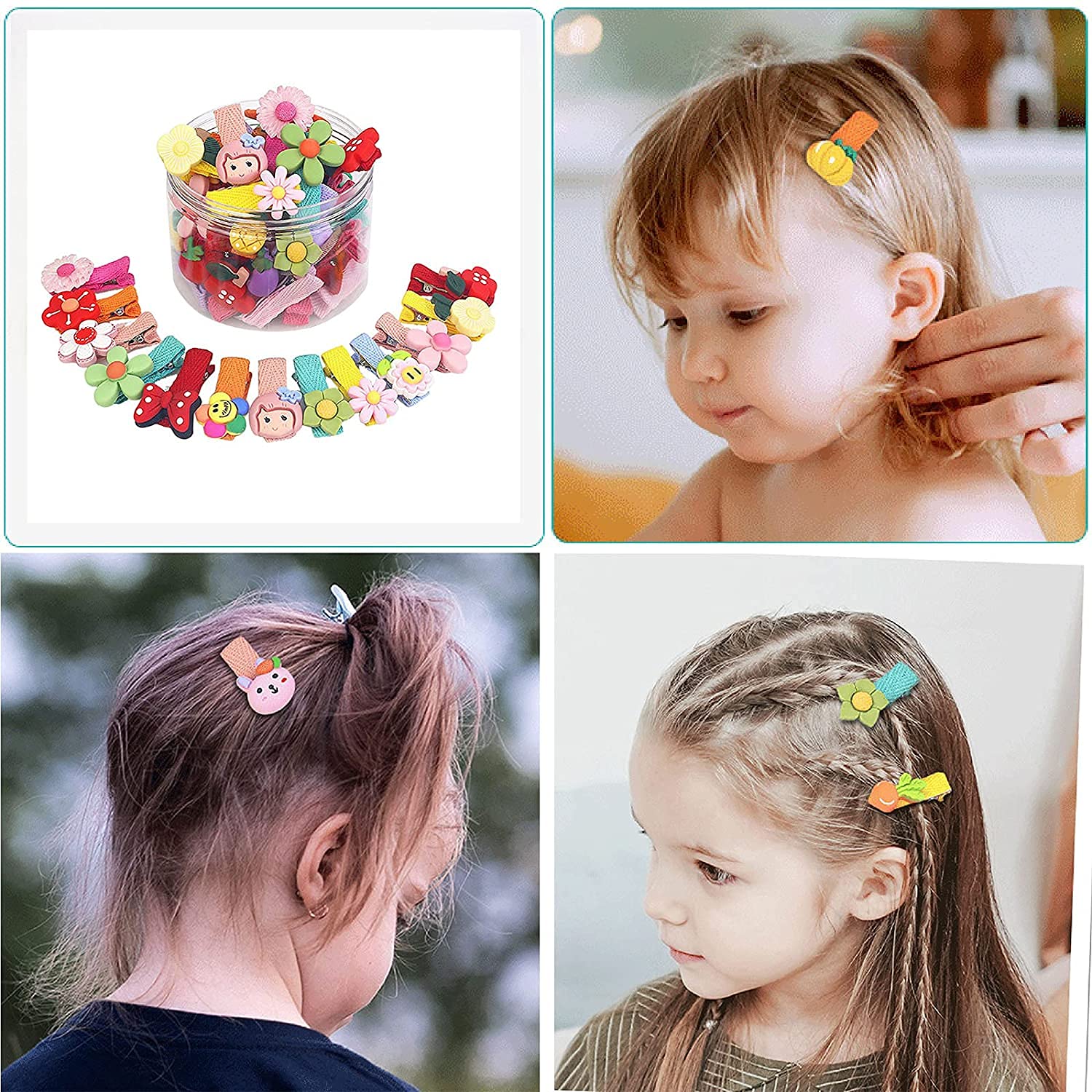 Melbees by Yellow Chimes Hair Clips for Girls Kids Hair Clip Hair Accessories for Girls Set of 26 PCS Cute Animal Characters Hair Clips