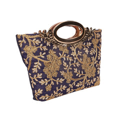 Kuber Industries Silk Clutch Ladies Handbag (Blue),CTKTLUG936