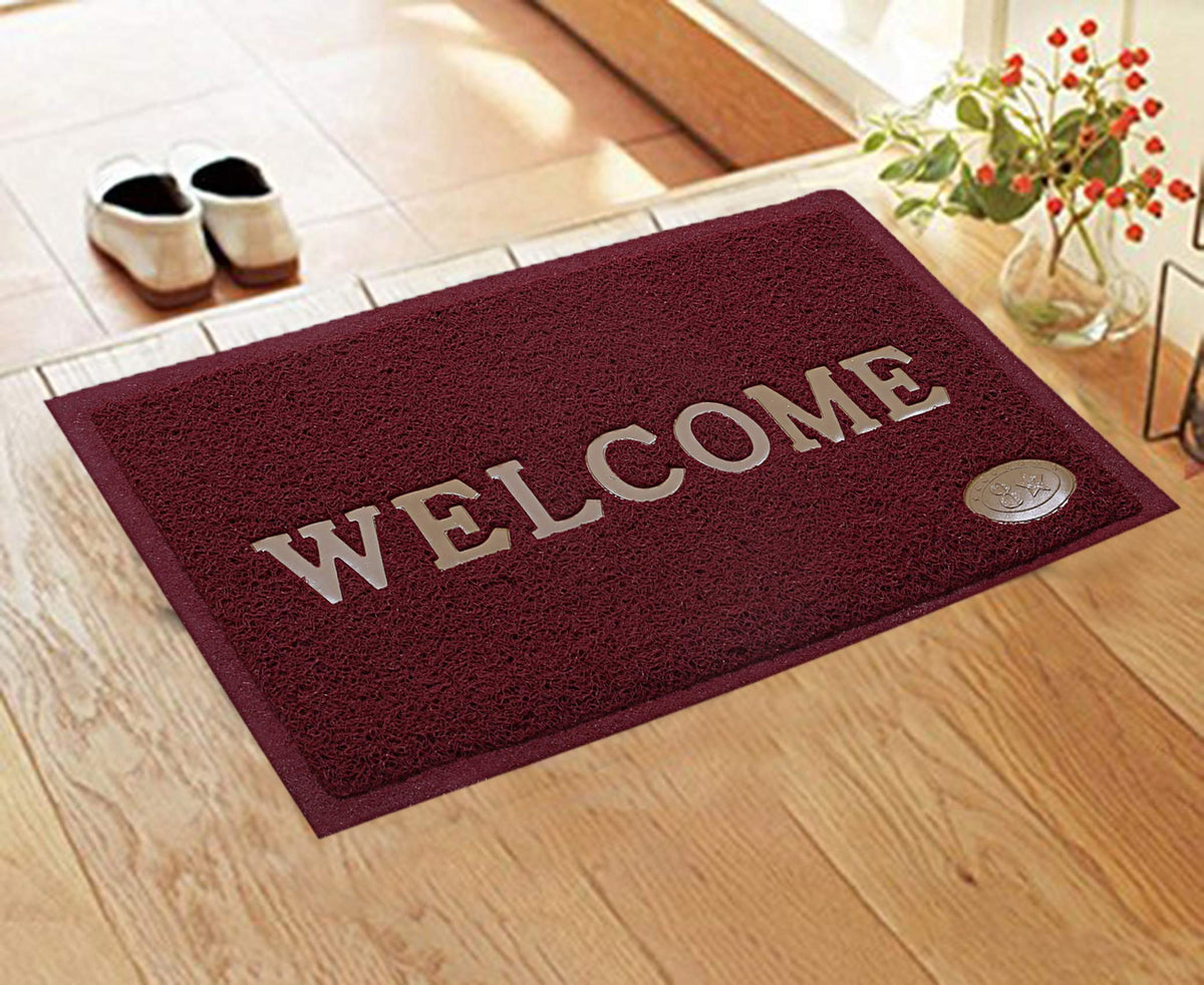 Kuber Industries PVC Anti Skid Large Size Welcome Door Mat (Maroon) -CTKTC29036