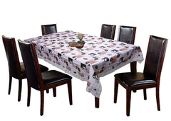 Kuber Industries PVC Flower Design 6 Seater Dining Table Cover (60 x90 inch, Brown) - CTKTC040125, Standard