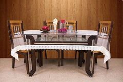 Kuber Industries Dining Table Cover 6 Seater|Table Cloth|Table Cover for Home, Restaurant|White Lace