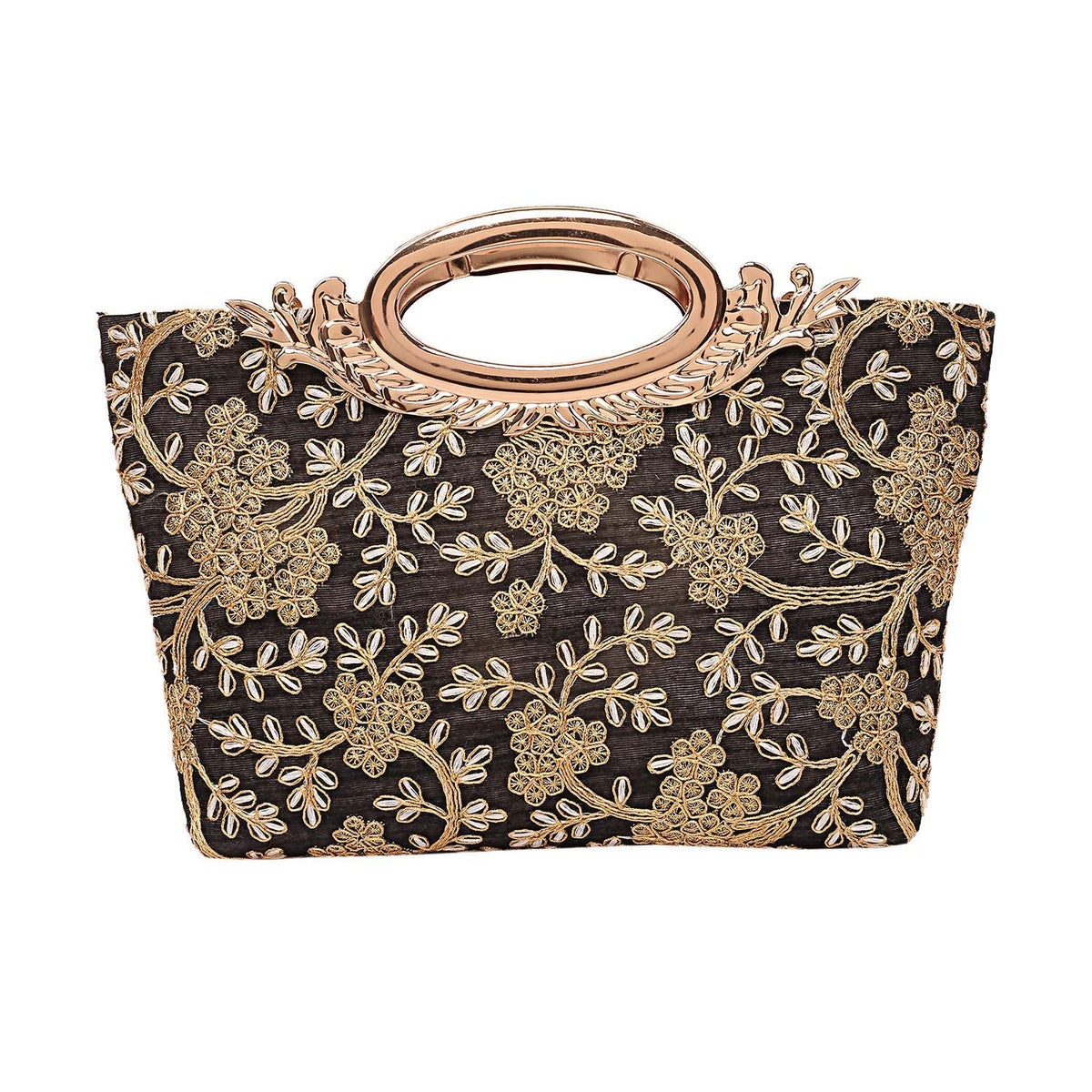 Heart Home Silk Clutch Ladies Handbag (Black) - CTHH11272