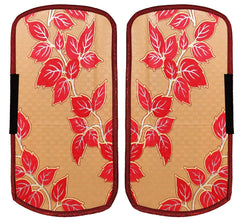 Kuber Industries Leaf Design PVC 2 Pieces Fridge/Refrigerator Handle Cover (Gold & Red) CTKTC33598