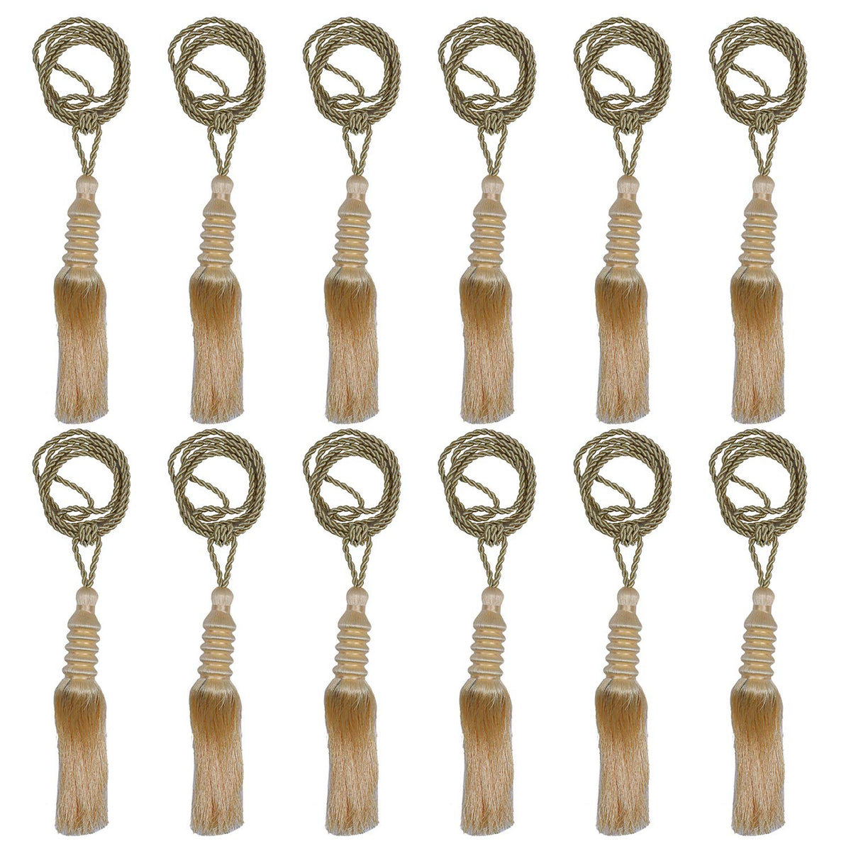 Kuber Industries Polyester 12 Pieces Curtain Tie Back Tassel Set (Gold) -CTKTC029489