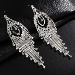 Yellow Chimes Crystal Earrings for Women Silver Plated Long Crystal Danglers Earrings for Women and Girls