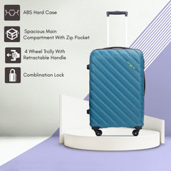 THE CLOWNFISH Armstrong Luggage ABS Hard Case Suitcase Four Wheel Trolley Bag- Teal (Medium Size, 65 cm- 24 inch)