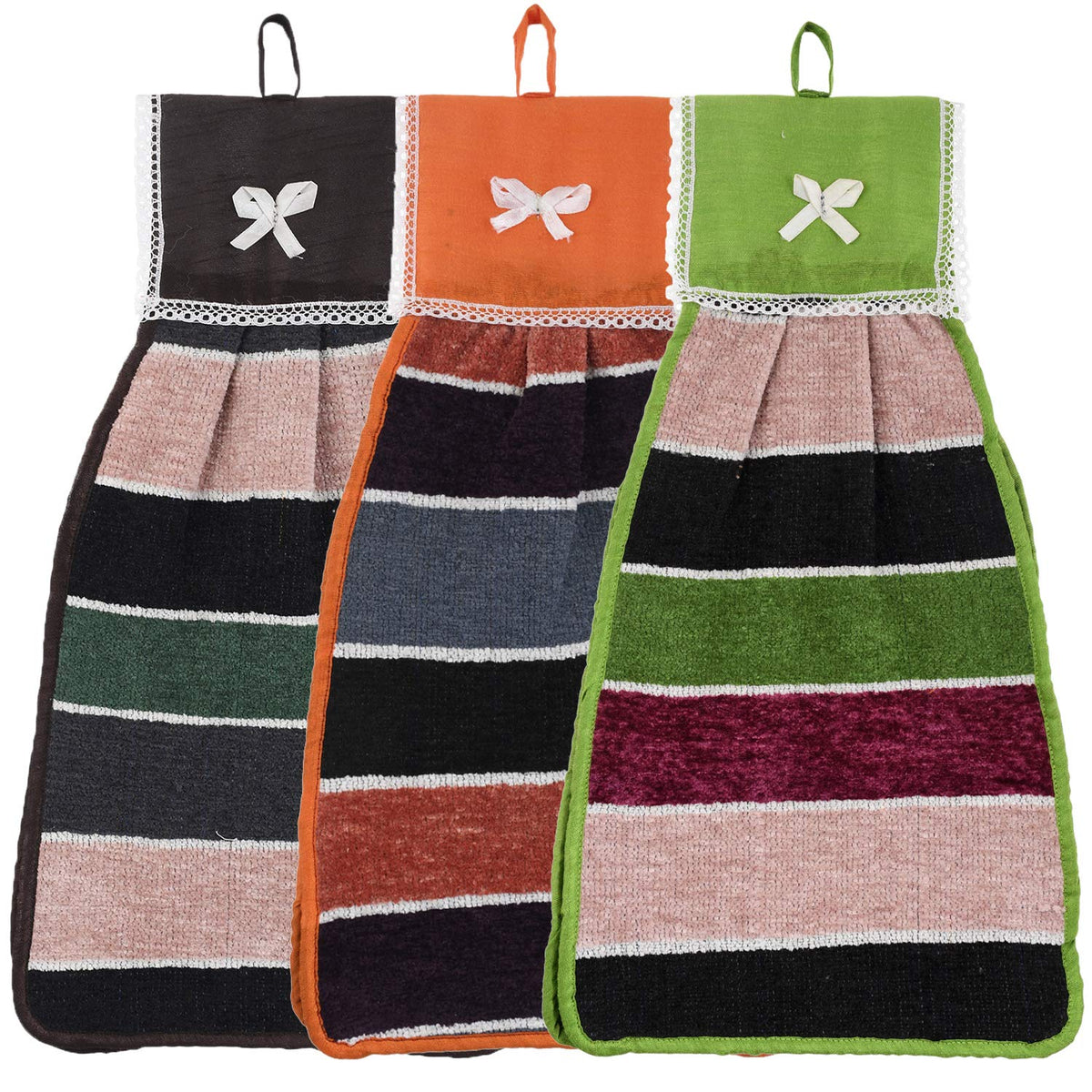 Kuber Industries Hanging Cotton 3 Pieces Cotton Washbasin Napkin/Hand Towel for Kitchen and Bathroom (Multi) - CTKTC45575